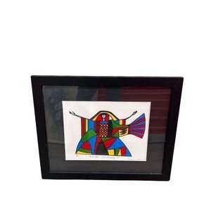 Fernando Llort Colorful Signed Hand Painted Abrazo Fraterno Framed Original Art
